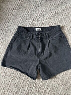 Black High-Rise Relaxed Fit Denim Shorts